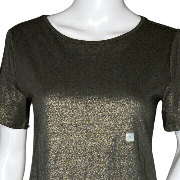 Loft Shirt Womens Small Gray Gold Shimmer Open Twist Sleeve Casual Versatile - Picture 4 of 9